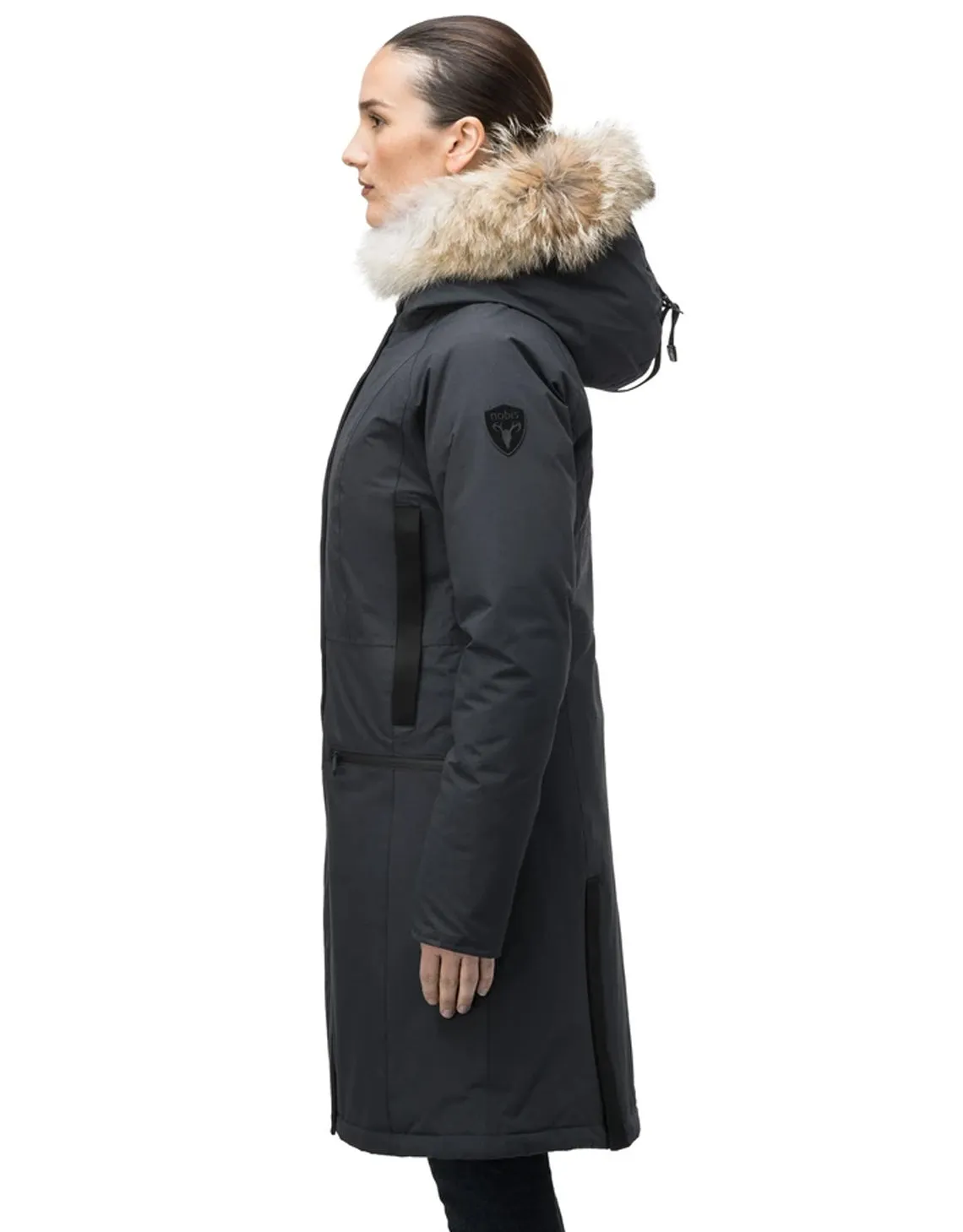 ALISSA LADIES MIDI FITTED PARKA BLACK