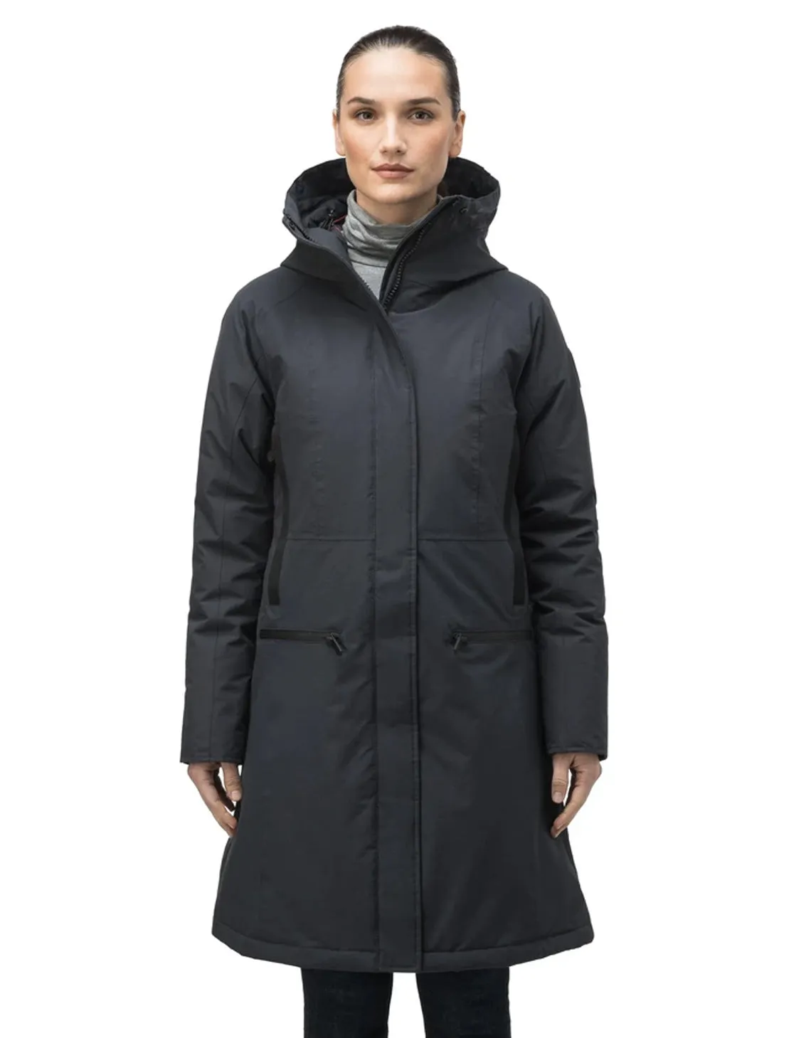 ALISSA LADIES MIDI FITTED PARKA BLACK