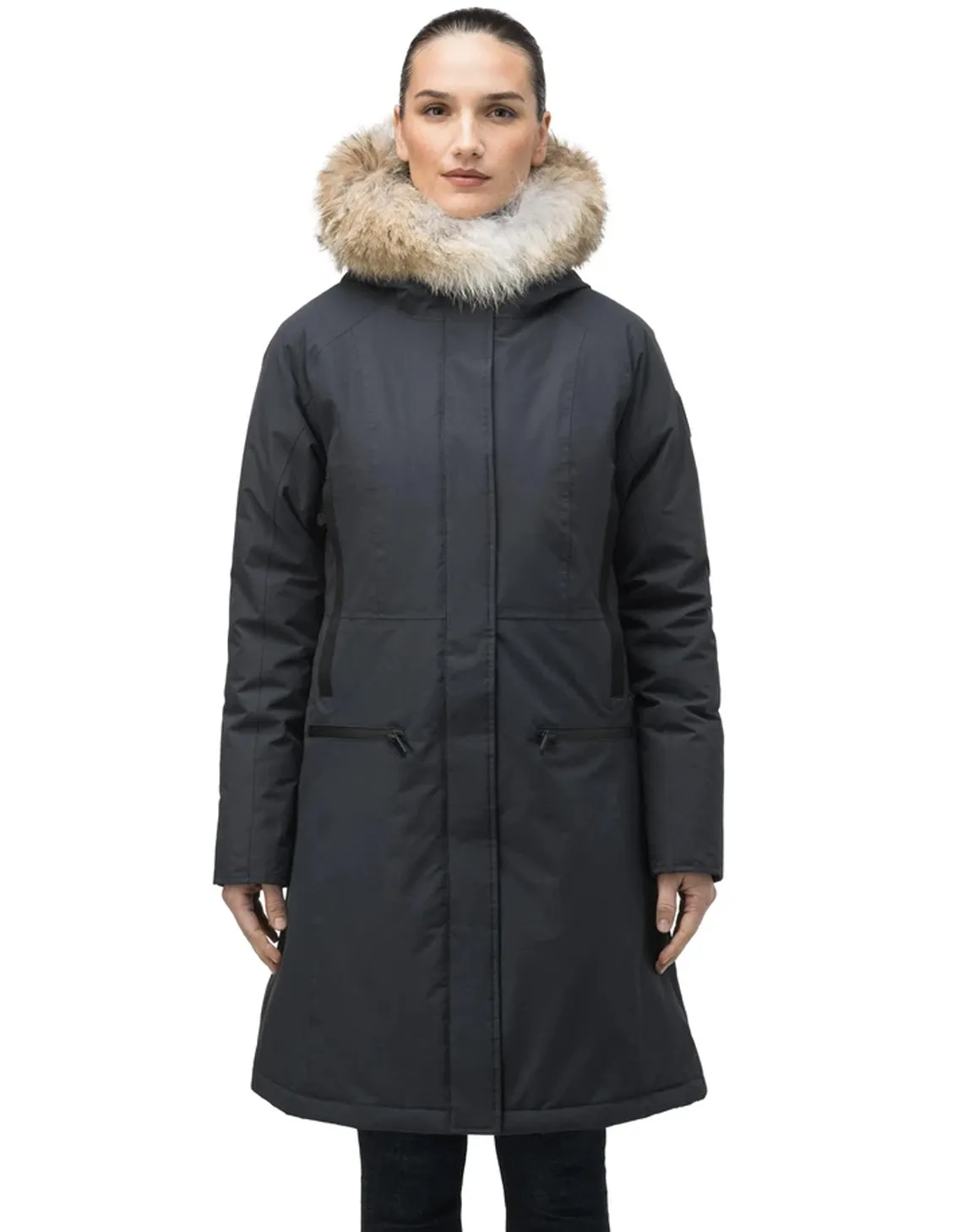 ALISSA LADIES MIDI FITTED PARKA BLACK