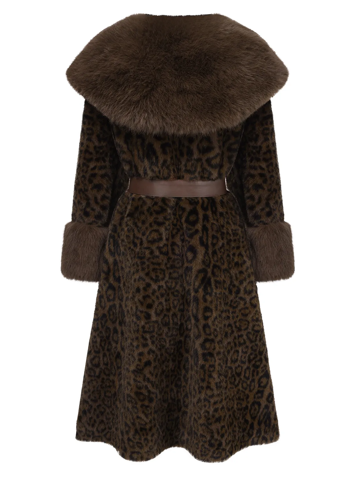 Brown 1950s Faux Fur Leopard Coat