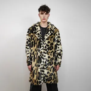 Brown leopard coat faux fur animal print trench spot pattern overcoat going out bomber detachable rock festival jacket cheetah peacoat