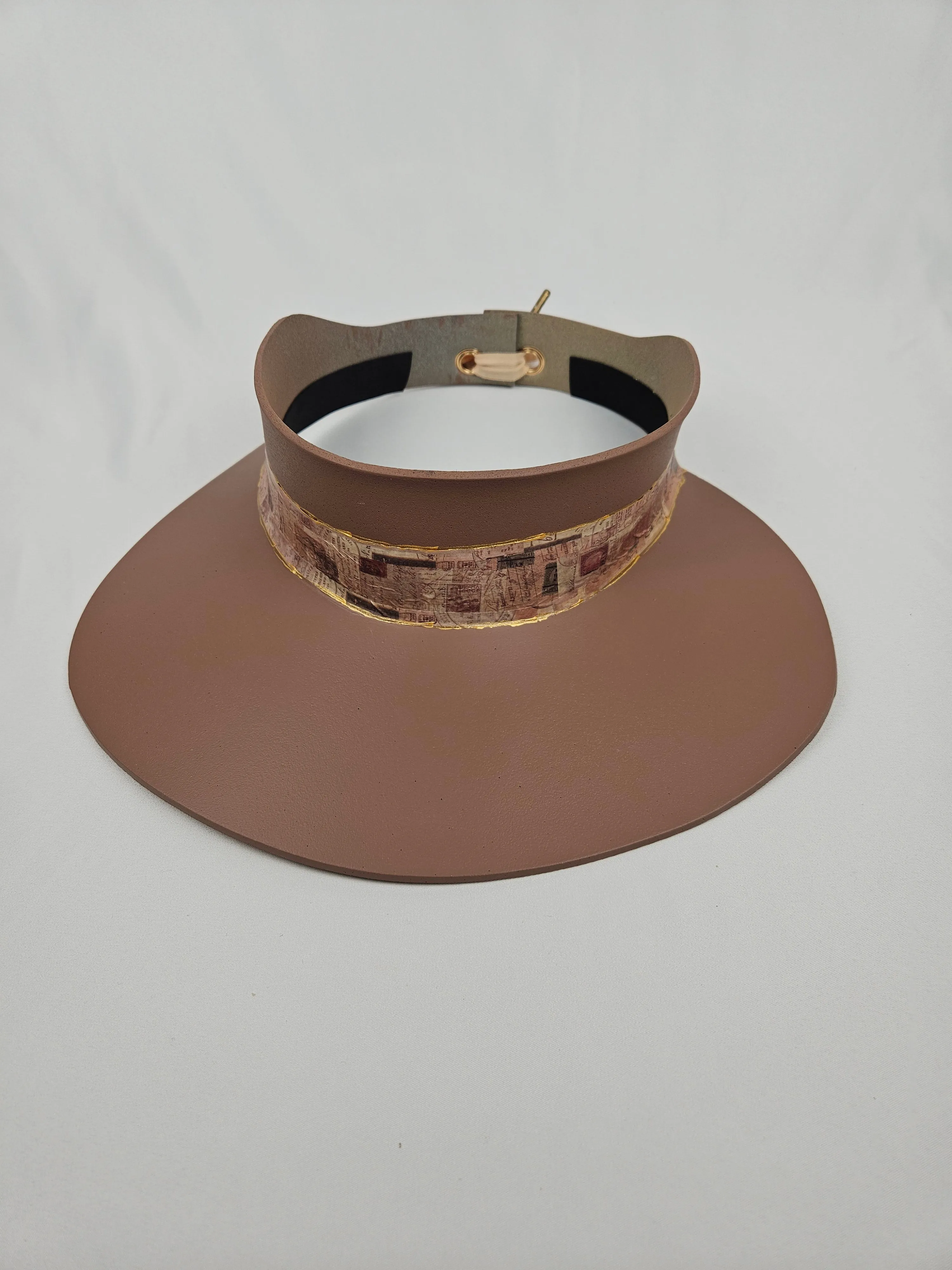 Brown "LadyEVA" Visor Hat with Warm Brown Collage Style Band