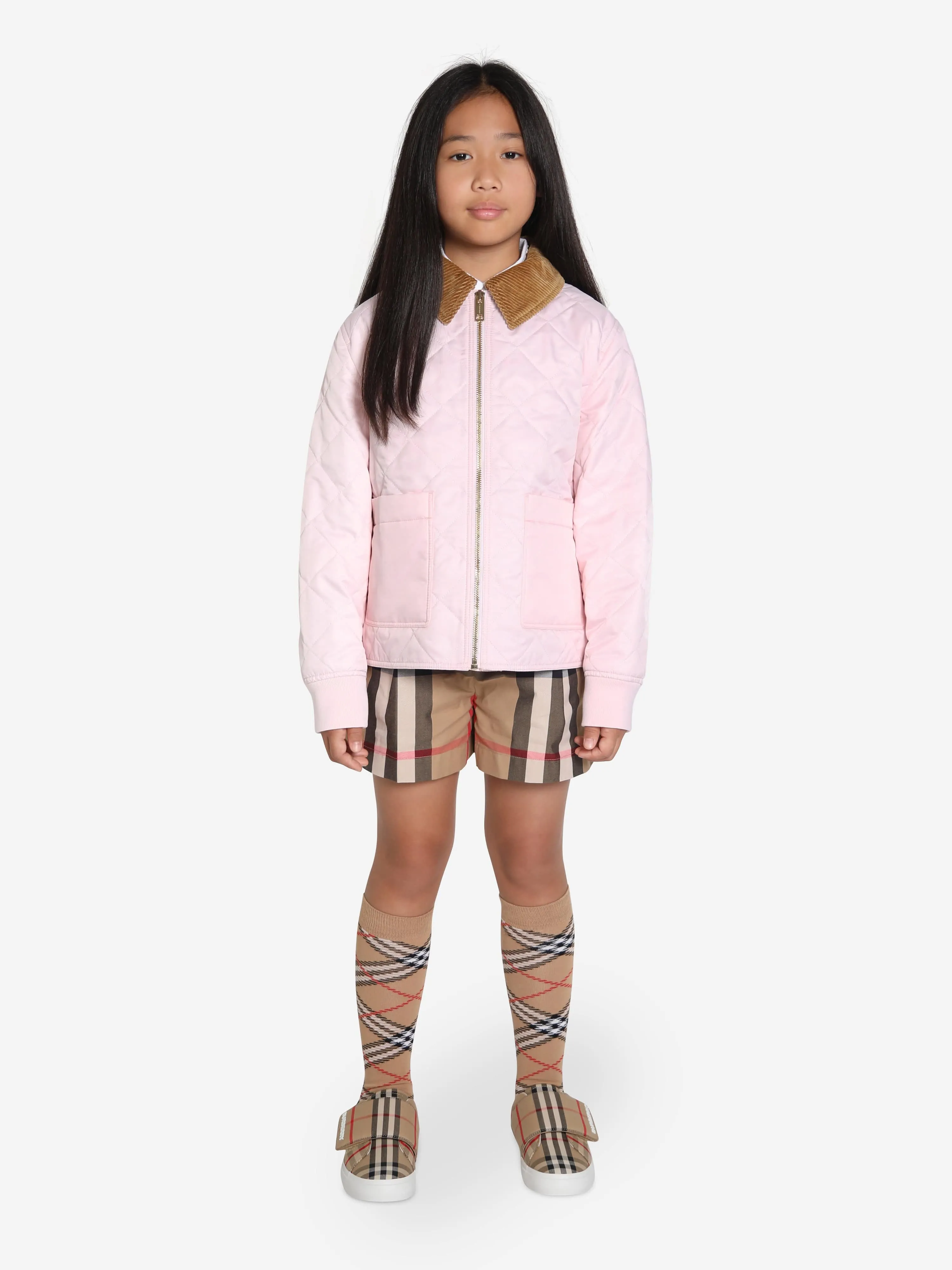 Burberry Girls Otis Quilted Coat in Pink