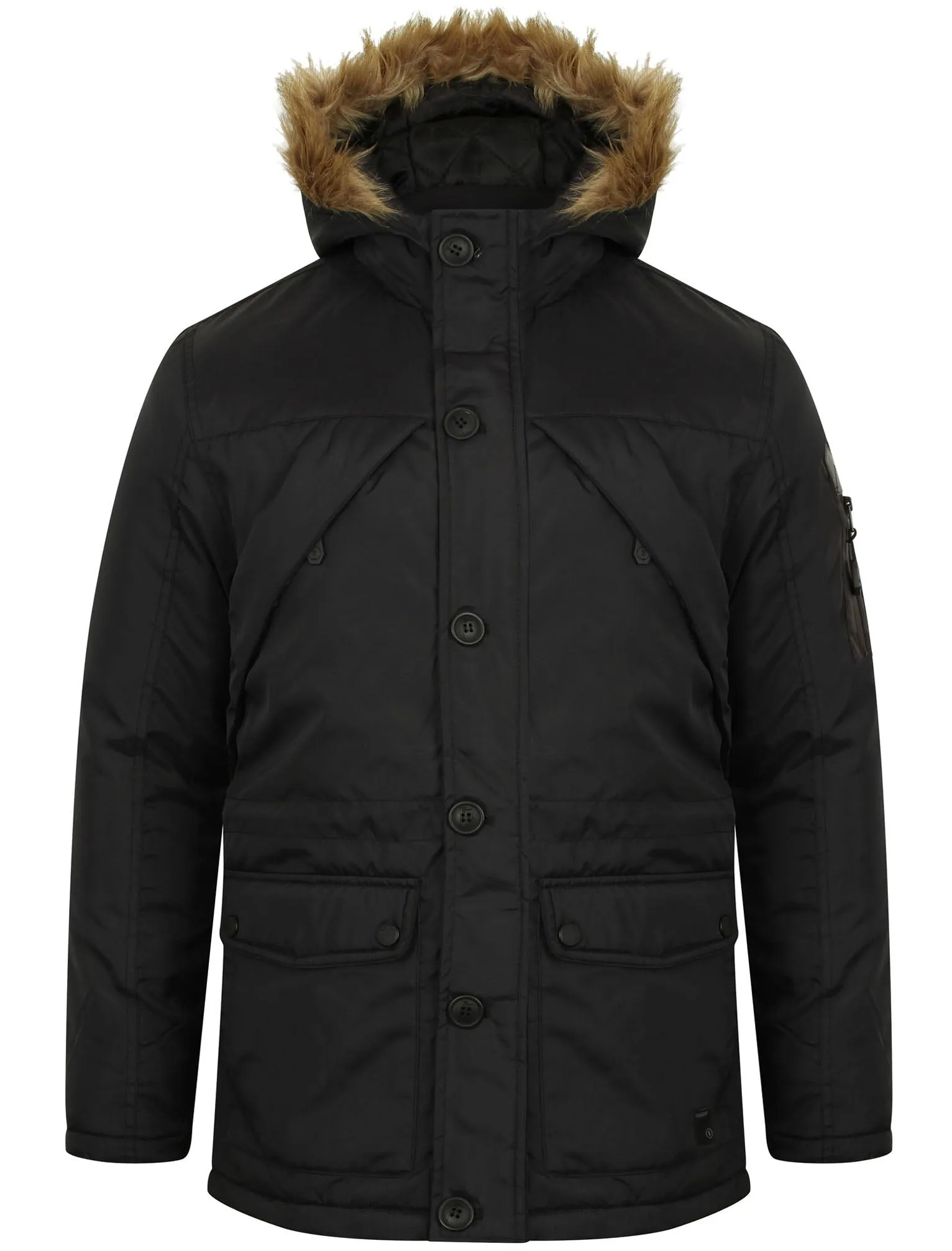 Claremont Parka Coat with Fur Trim Hood in Black - Dissident