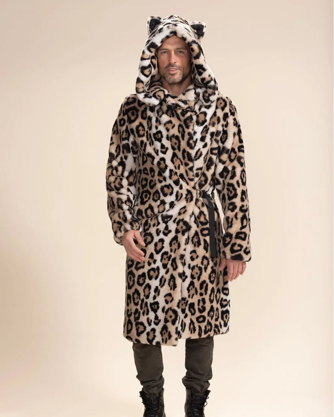 Classic Men's Long Faux Fur Coat | Arabian Leopard