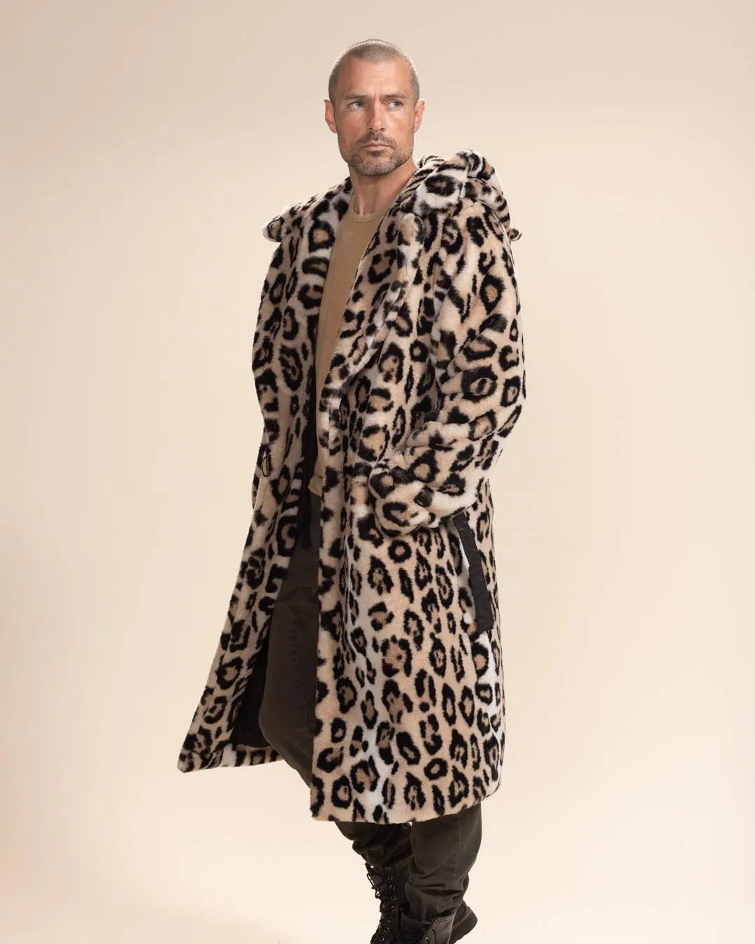 Classic Men's Long Faux Fur Coat | Arabian Leopard