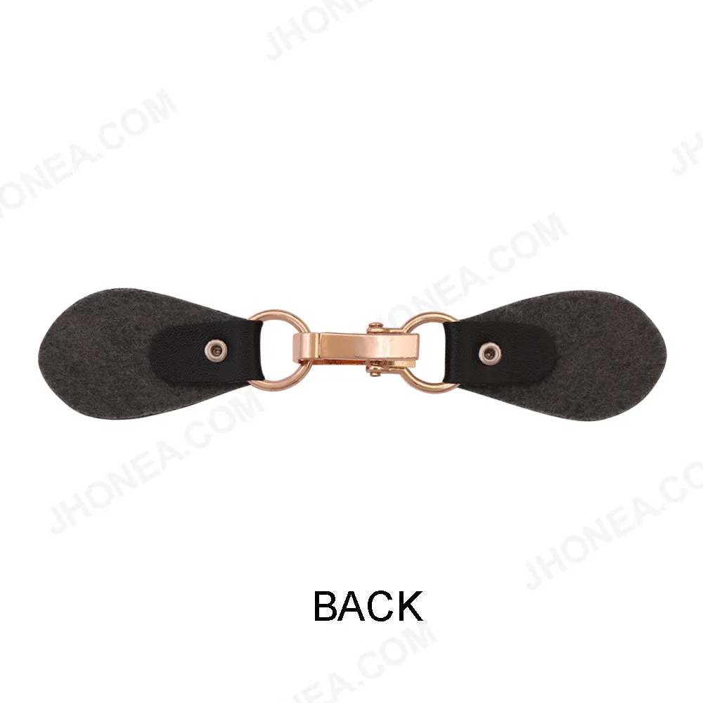 Classic Sew-on Black PU Leather Gold Clip Clasp Buckle