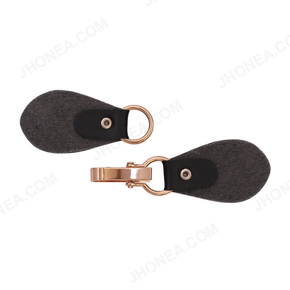 Classic Sew-on Black PU Leather Gold Clip Clasp Buckle