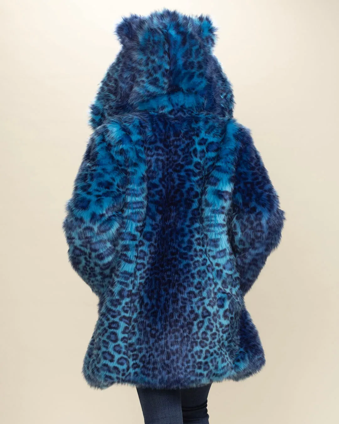 Classic Women's Faux Fur Coat | Electric Blue Lynx