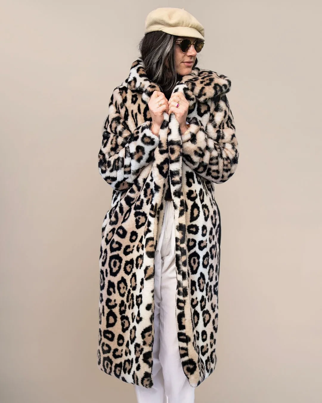 Classic Women's Long Faux Fur Coat | Arabian Leopard Print