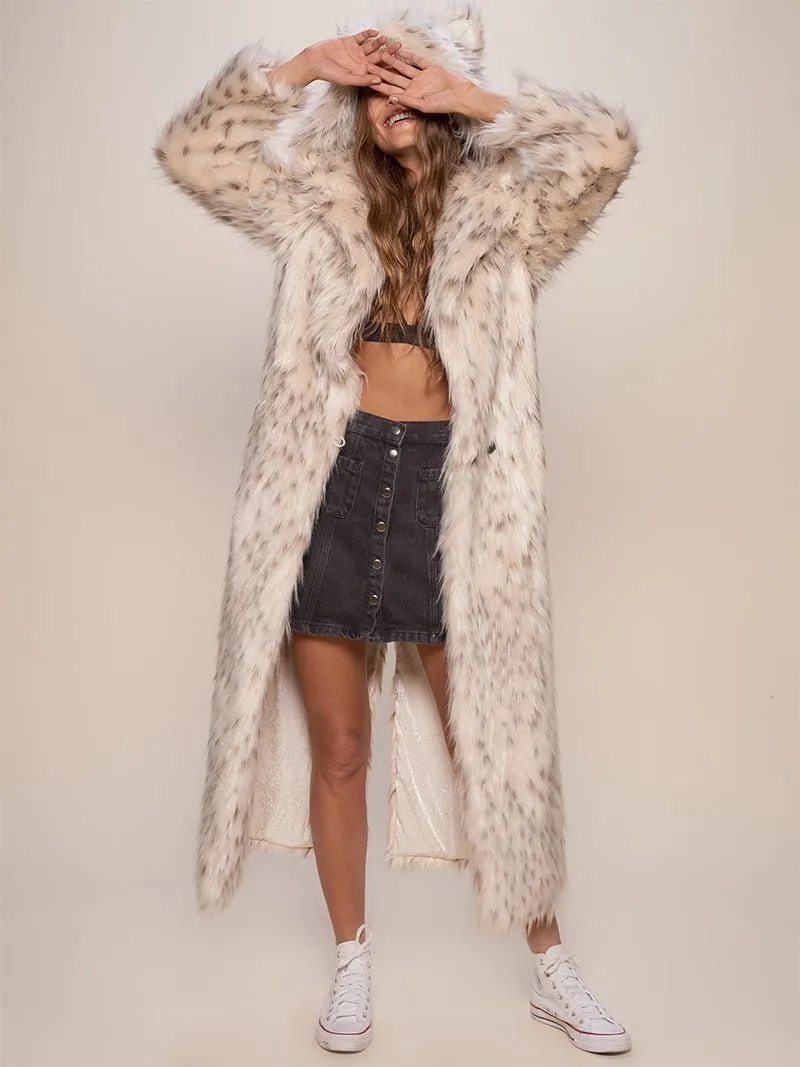 Classic Women's Long Faux Fur Coat | Baby Snow Leopard Print