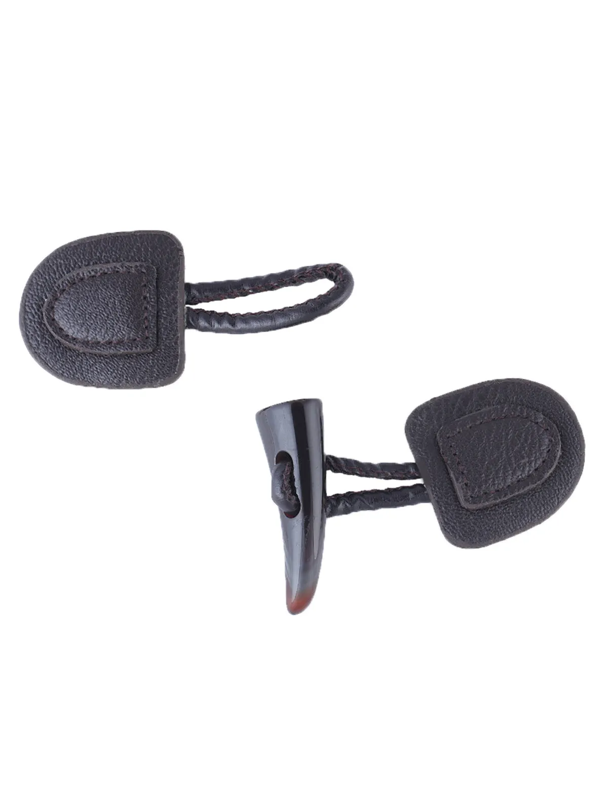 Dark Brown PU Leather Horn Coat Toggles