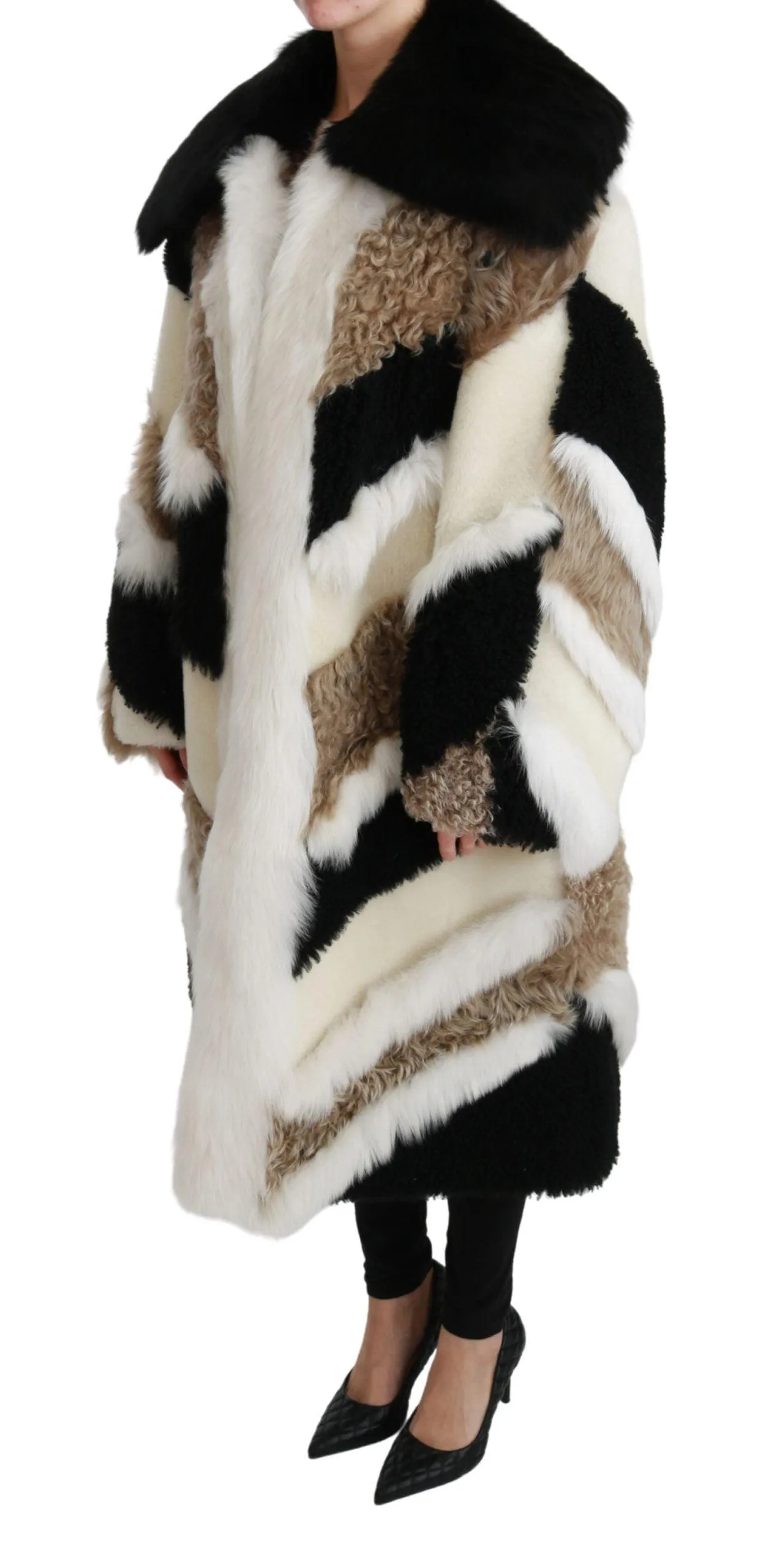 Dolce & Gabbana Sheep Fur Shearling Cape Jacket Coat