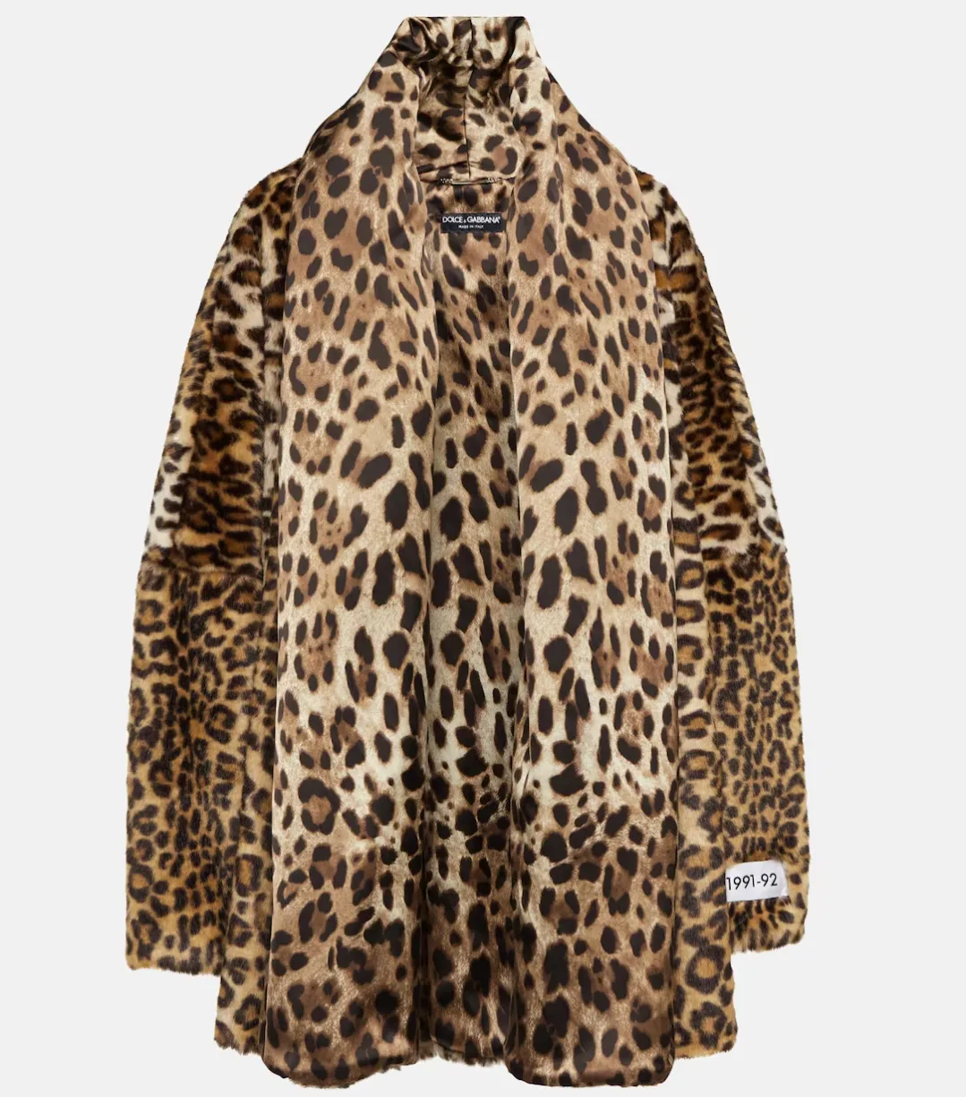 Dolce & Gabbana x Kim Oversized Leopard Printed Faux Fur Coat