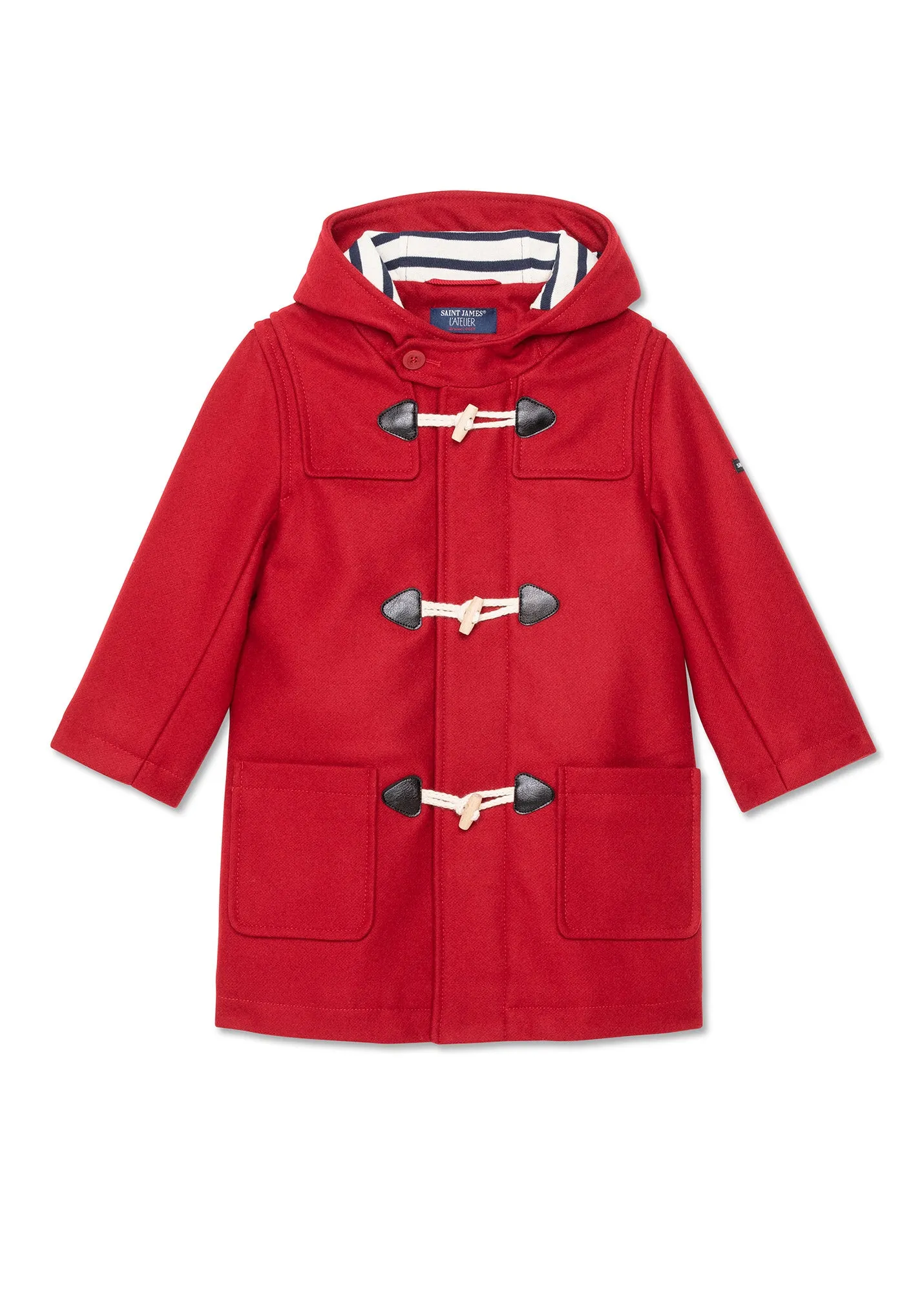 Duffle-coat enfant St Malo - en drap de laine (ROUGE)