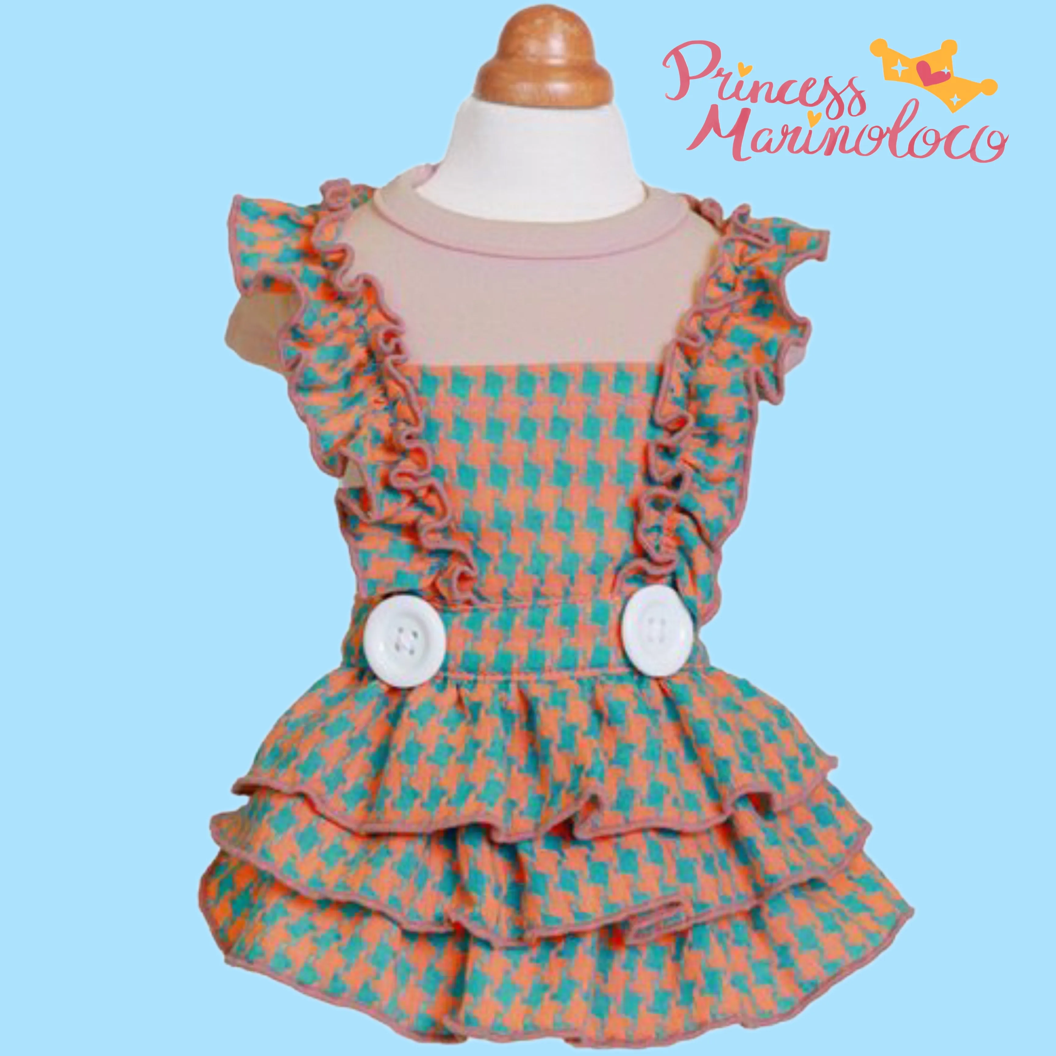 Houndstooth Checkered Apron Dress