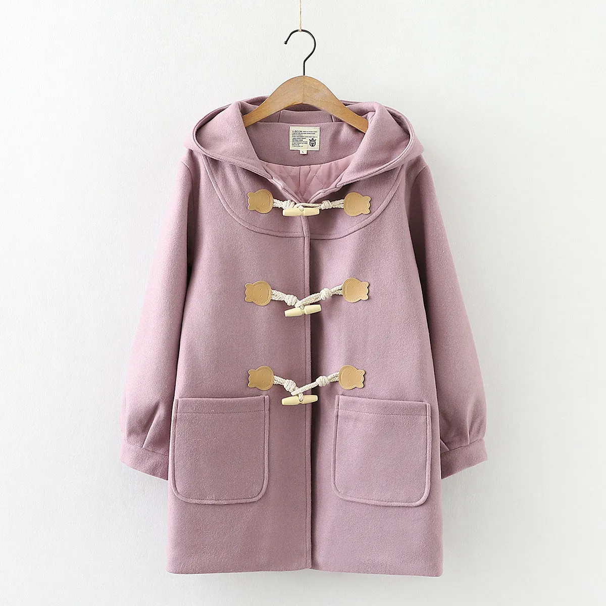 Japanese Style Duffle Coat with Wooden Toggles