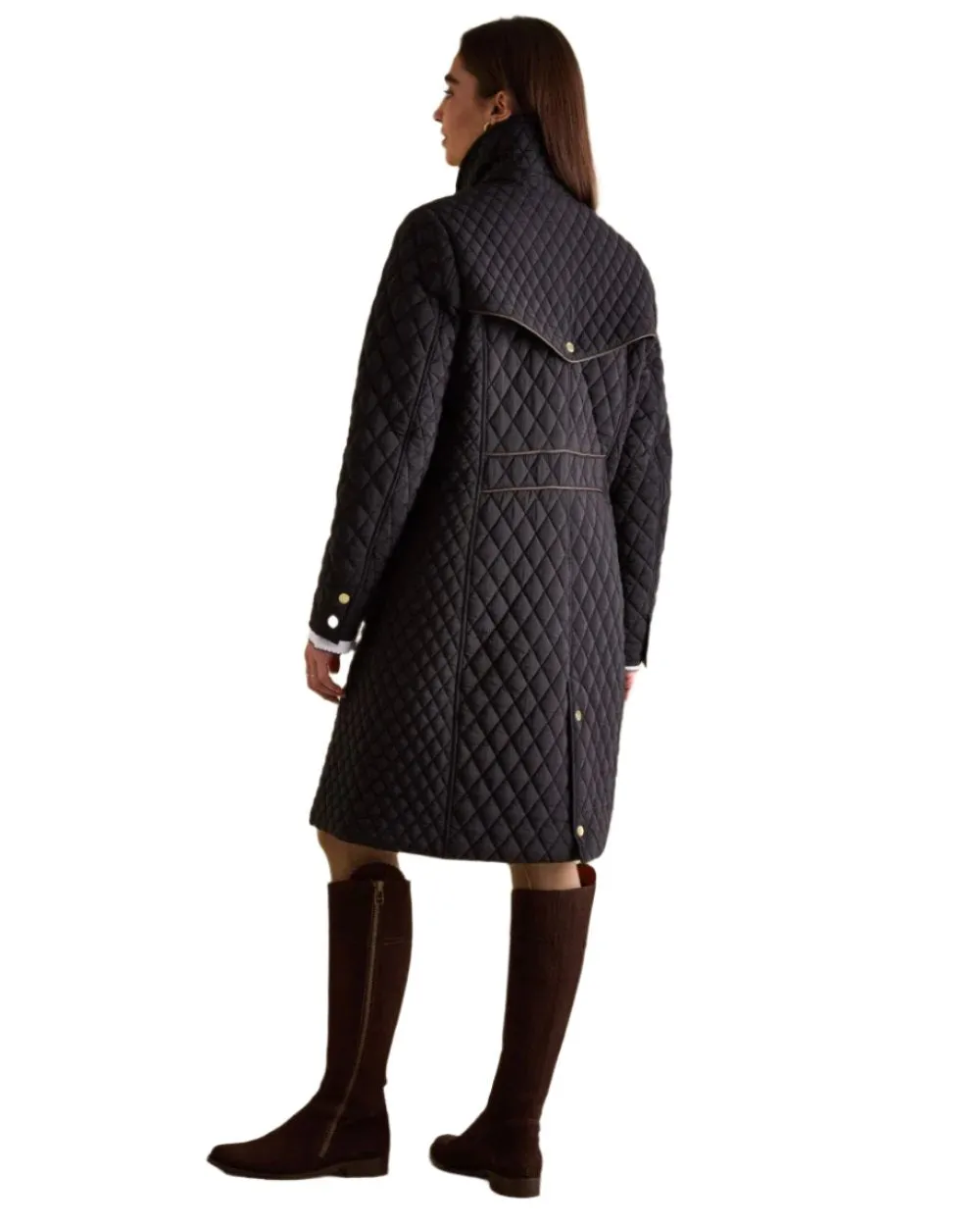 Joules Rosewell Showerproof Longline Diamond Quilted Coat