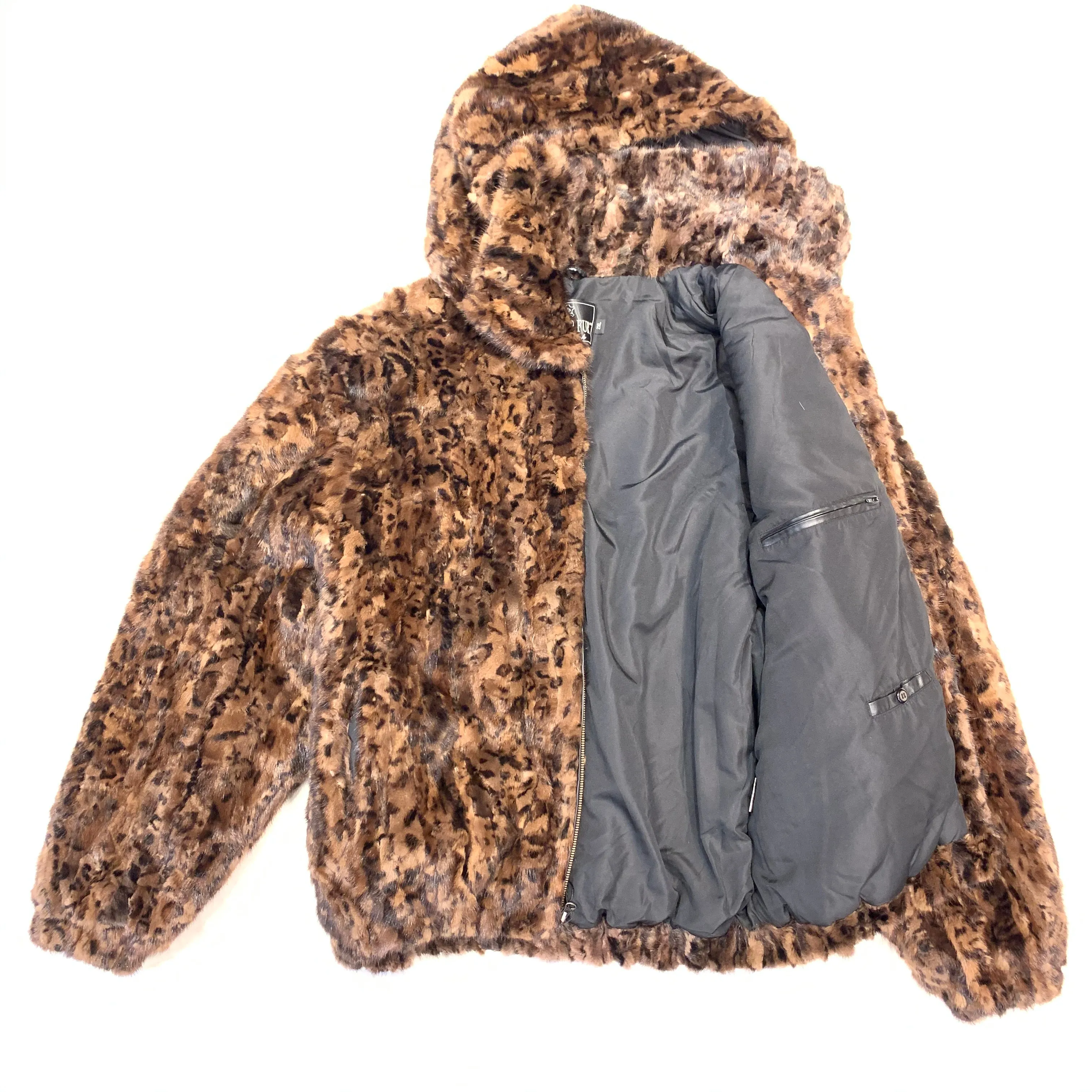 Kashani Men's Leopard Print Mink Fur Coat