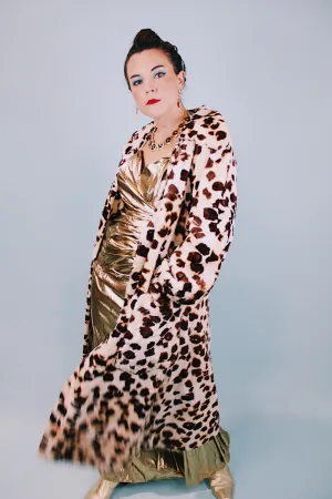 Leopard Ankle Length Faux Fur Coat