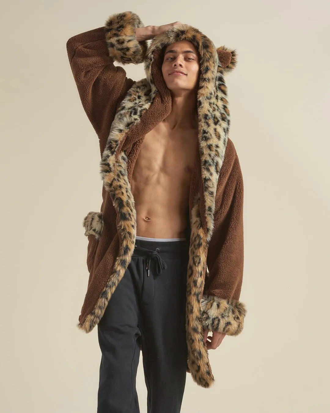 Leopard Classic Short Faux Fur Robe | Men's