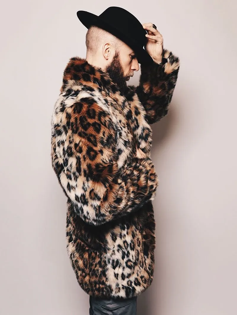 Leopard Collared Faux Fur Coat | Men's