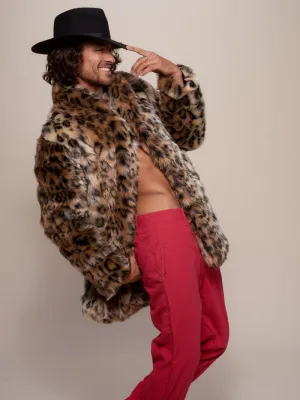 Leopard Collared Faux Fur Coat | Men's