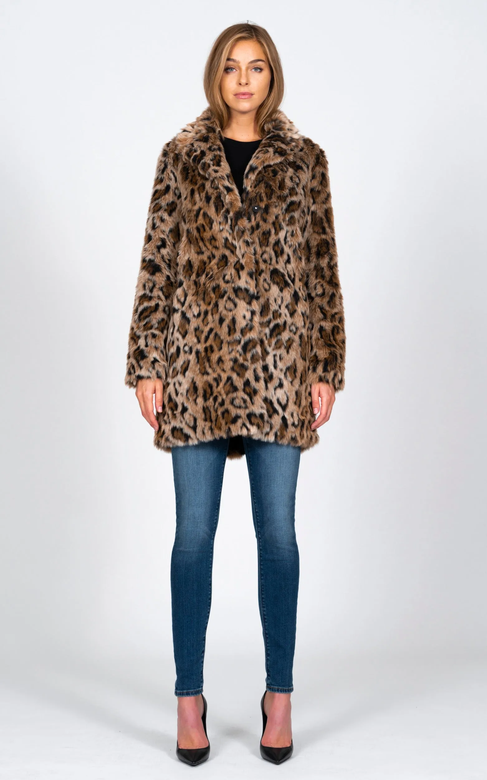 Long Faux Fur Coat - Leopard