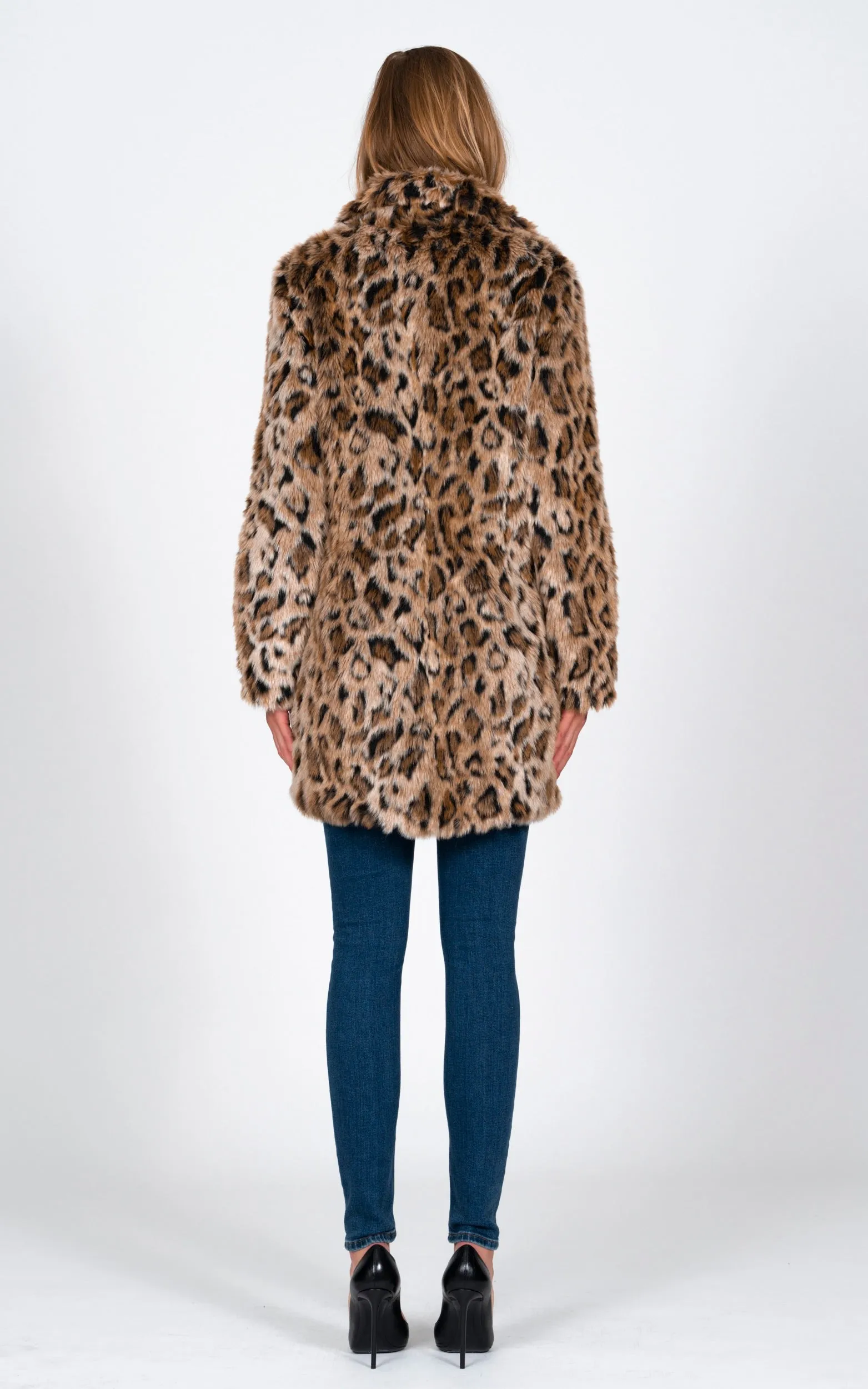 Long Faux Fur Coat - Leopard