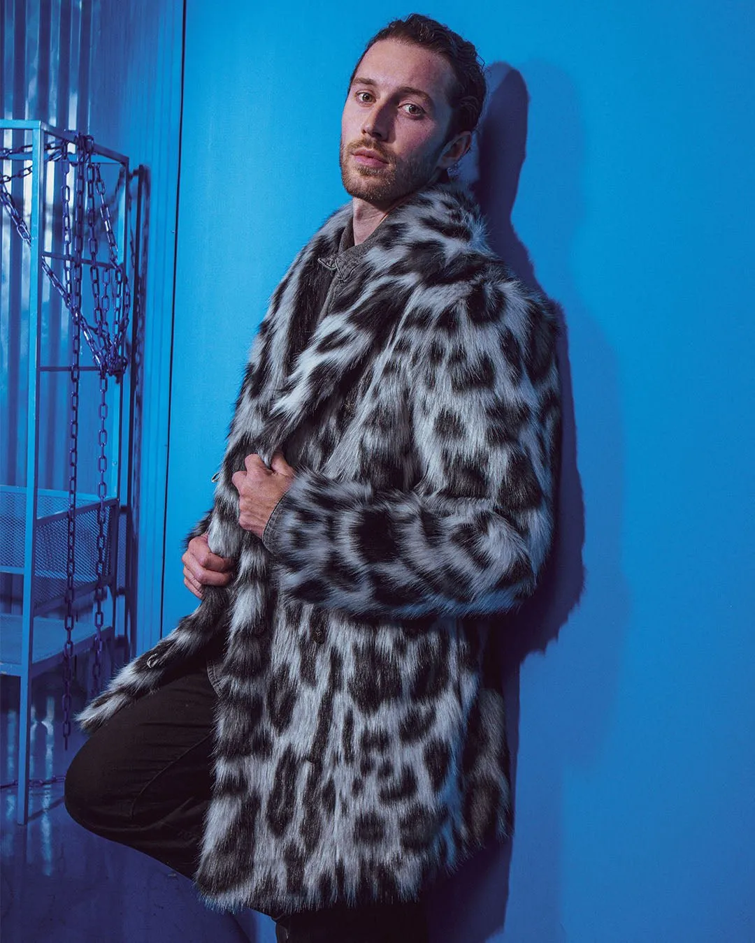 Men's Faux Fur Coat | Himalayan Snow Leopard