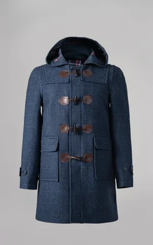 MEN'S HOODED DUFFLE COAT BLUE