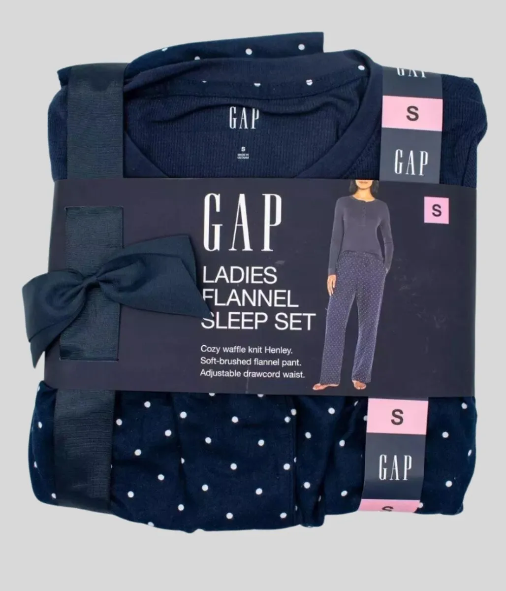 Navy Spotted Flannel Plus Size Pyjamas Set