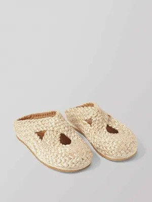 Neutral woven slippers