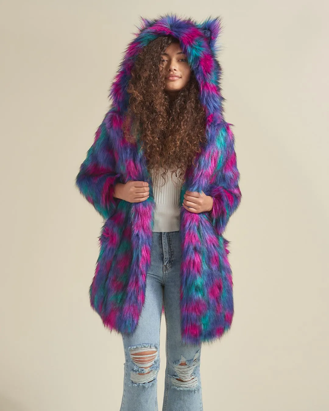 Northern Lights Calico Leopard Classic Faux Fur Coat | Women's