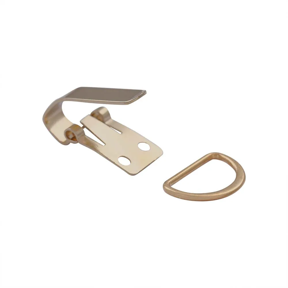 Openable Shiny Light Gold Metal Clip Lock with D Ring