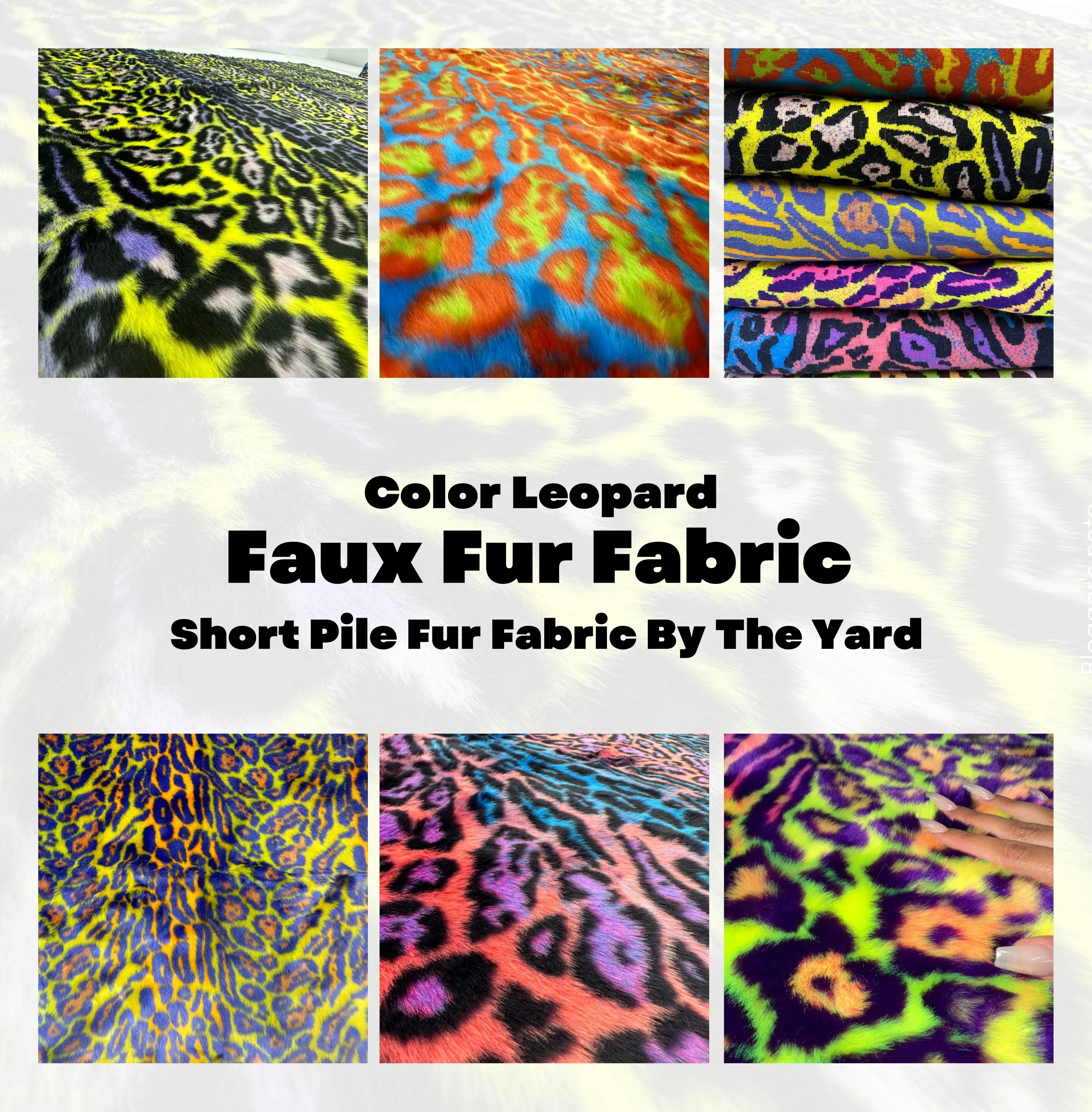 Orange Yellow Leopard Short pile Faux Fur Fabric By The Yard