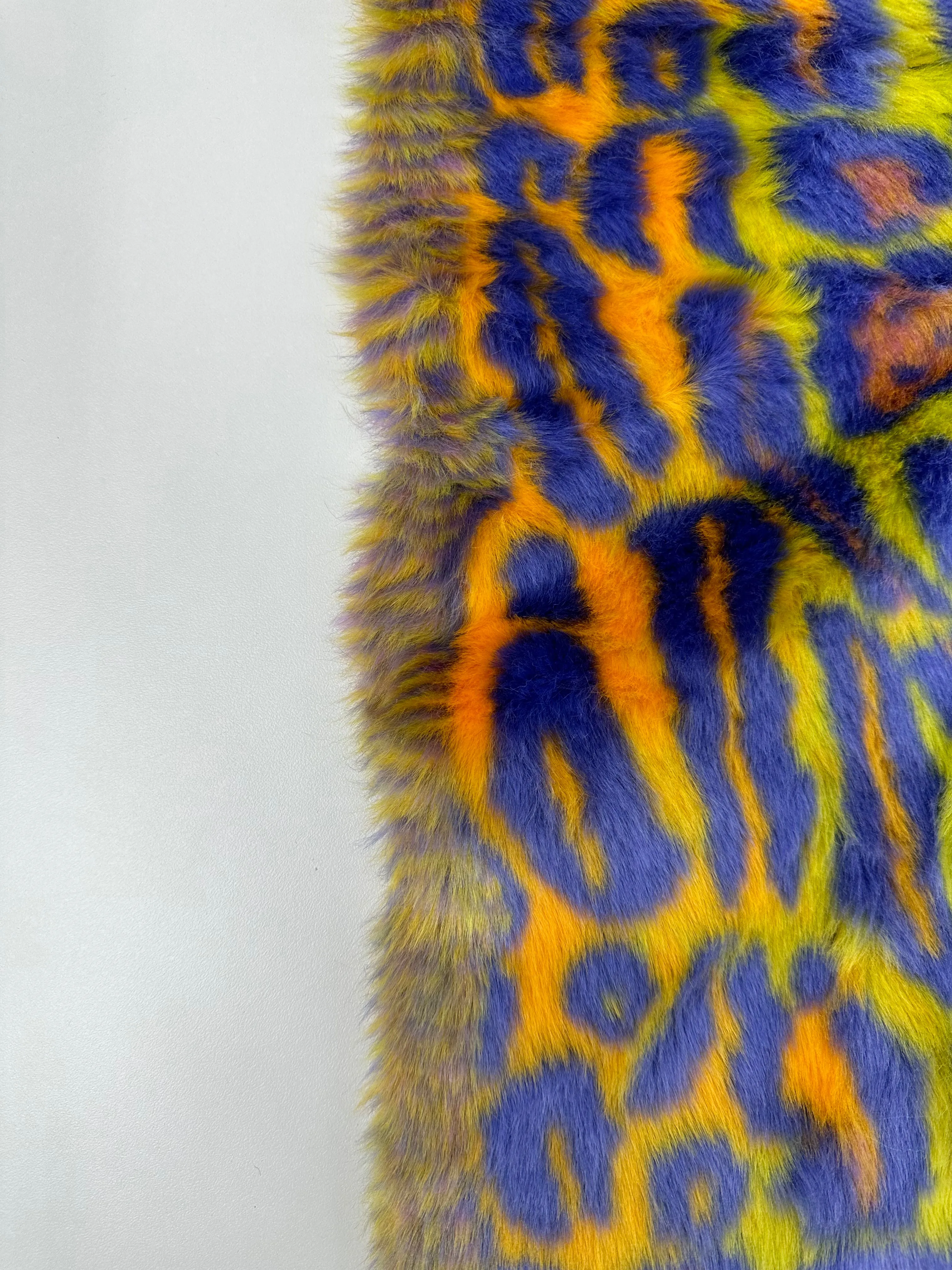 Orange Yellow Leopard Short pile Faux Fur Fabric By The Yard