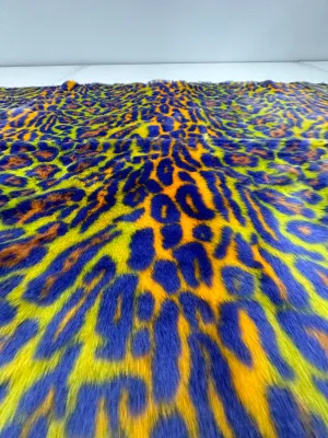 Orange Yellow Leopard Short pile Faux Fur Fabric By The Yard