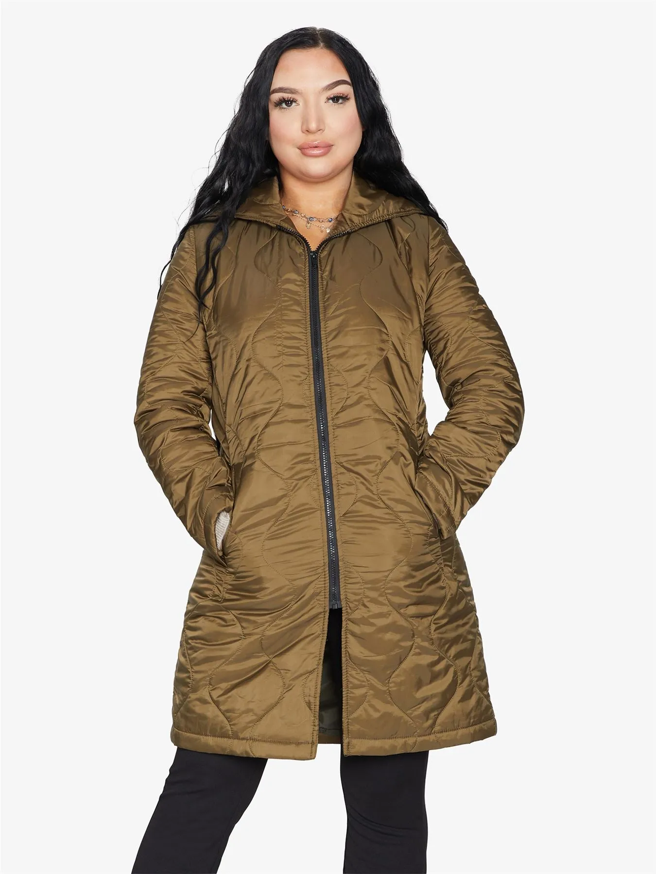 Padded Quilted Down Hooded Jacket