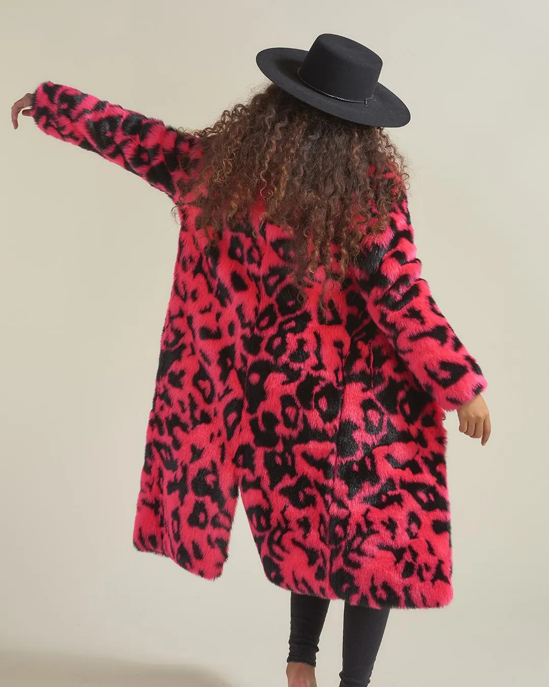 Pink Panther Calf Length Faux Fur Coat | Women's