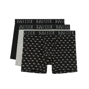 Rayan #2 Long Boxer Briefs 3-Pack | Black/Black Print/Grey 402526-T033