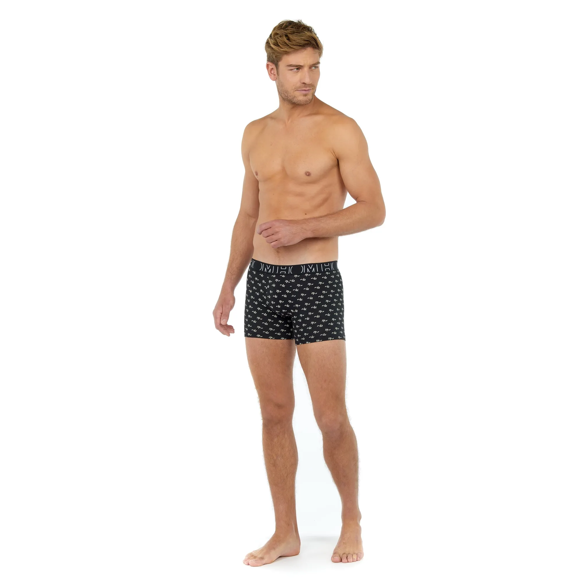 Rayan #2 Long Boxer Briefs 3-Pack | Black/Black Print/Grey 402526-T033