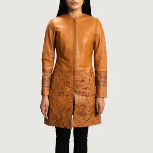 Sandy Tan Dye Leather Coat