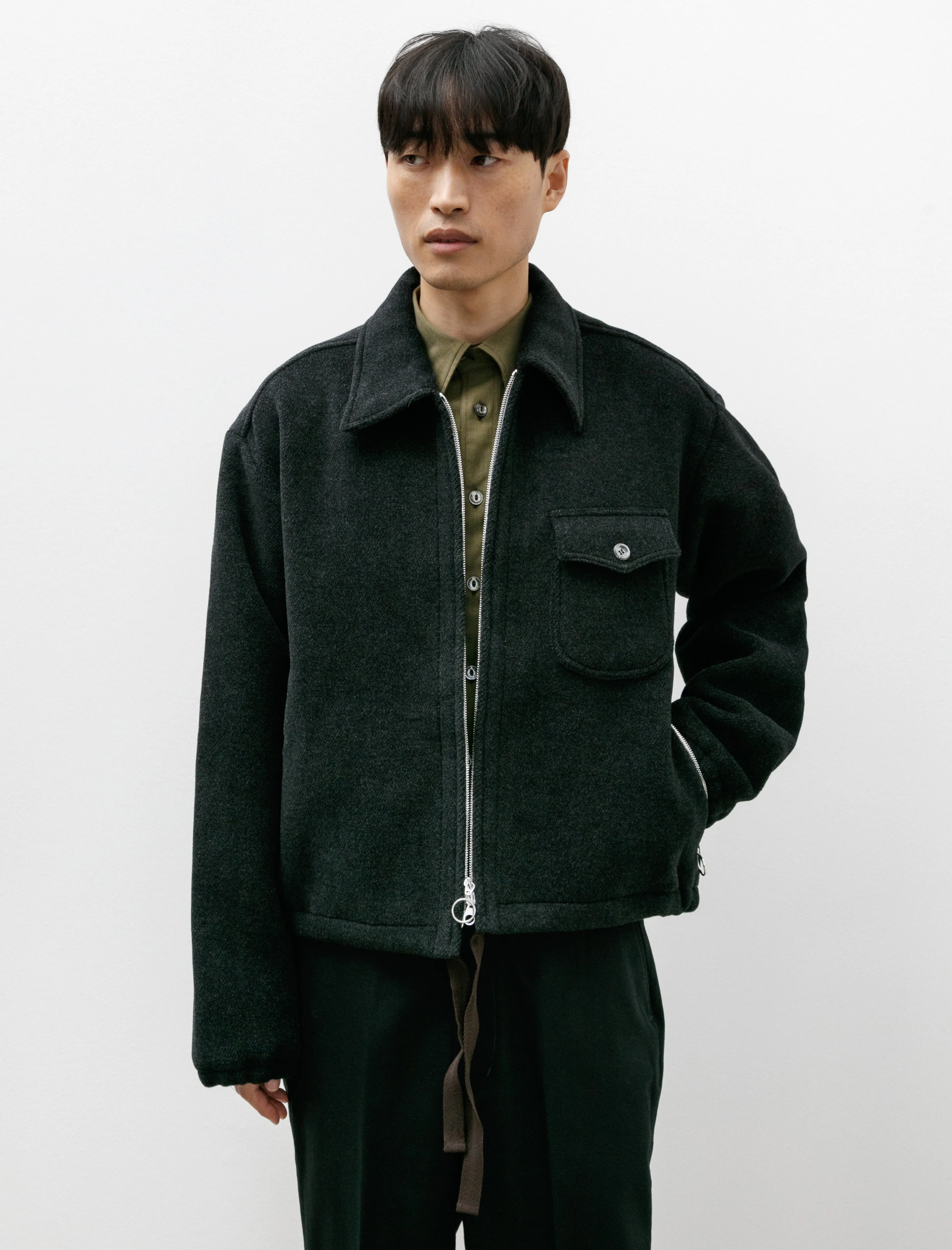 Shell Blouson Charcoal Wool