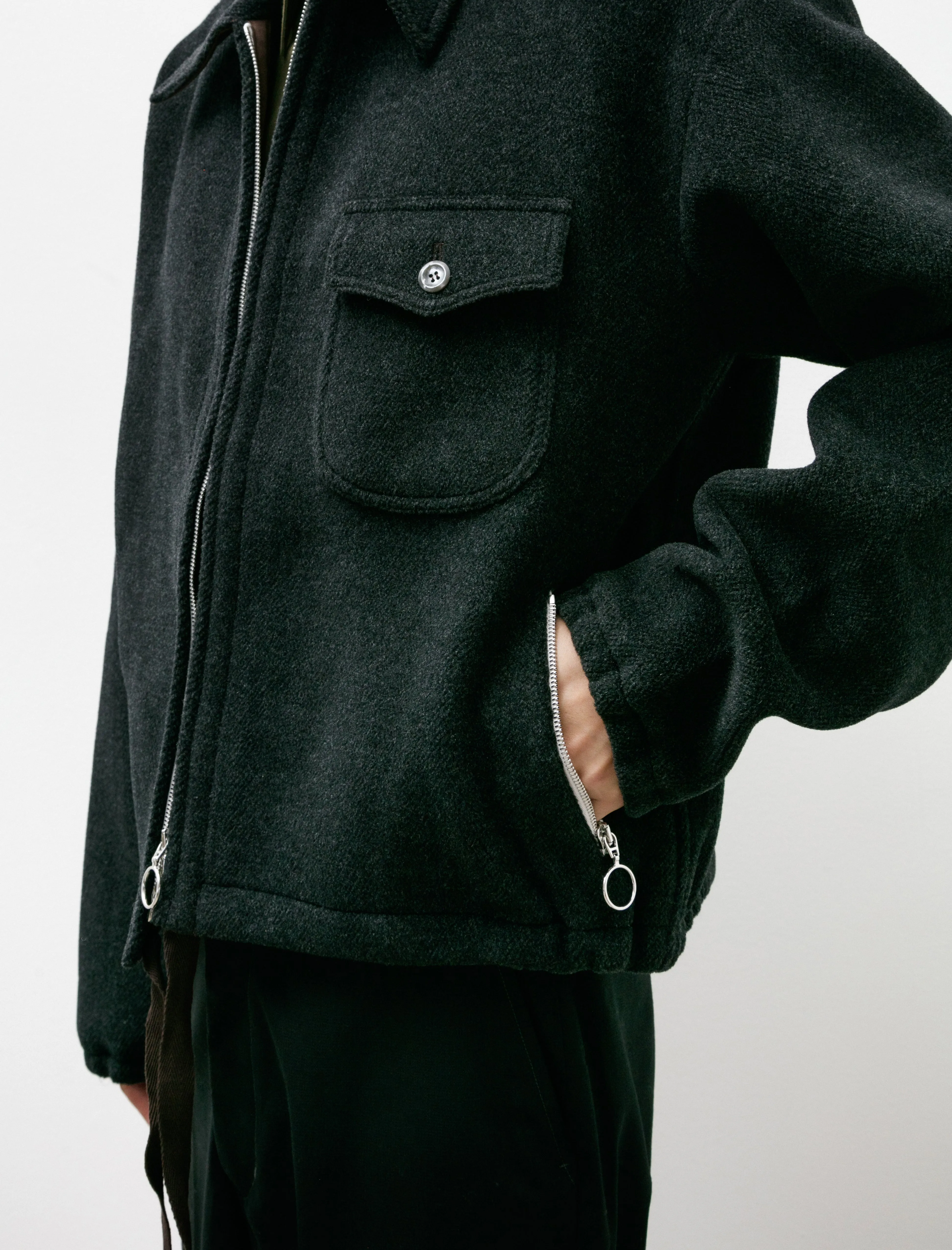 Shell Blouson Charcoal Wool