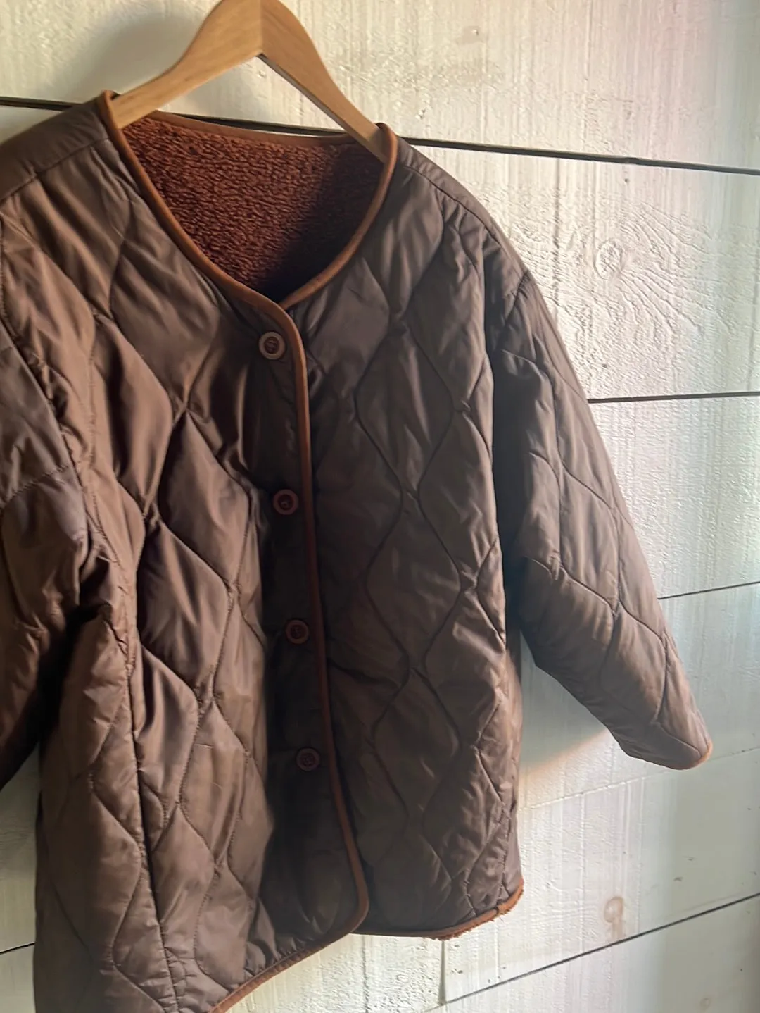 Vintage Brown Quilted Liner Coat - Sherling