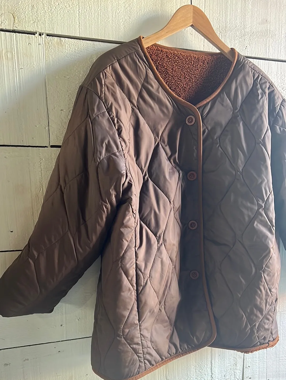 Vintage Brown Quilted Liner Coat - Sherling