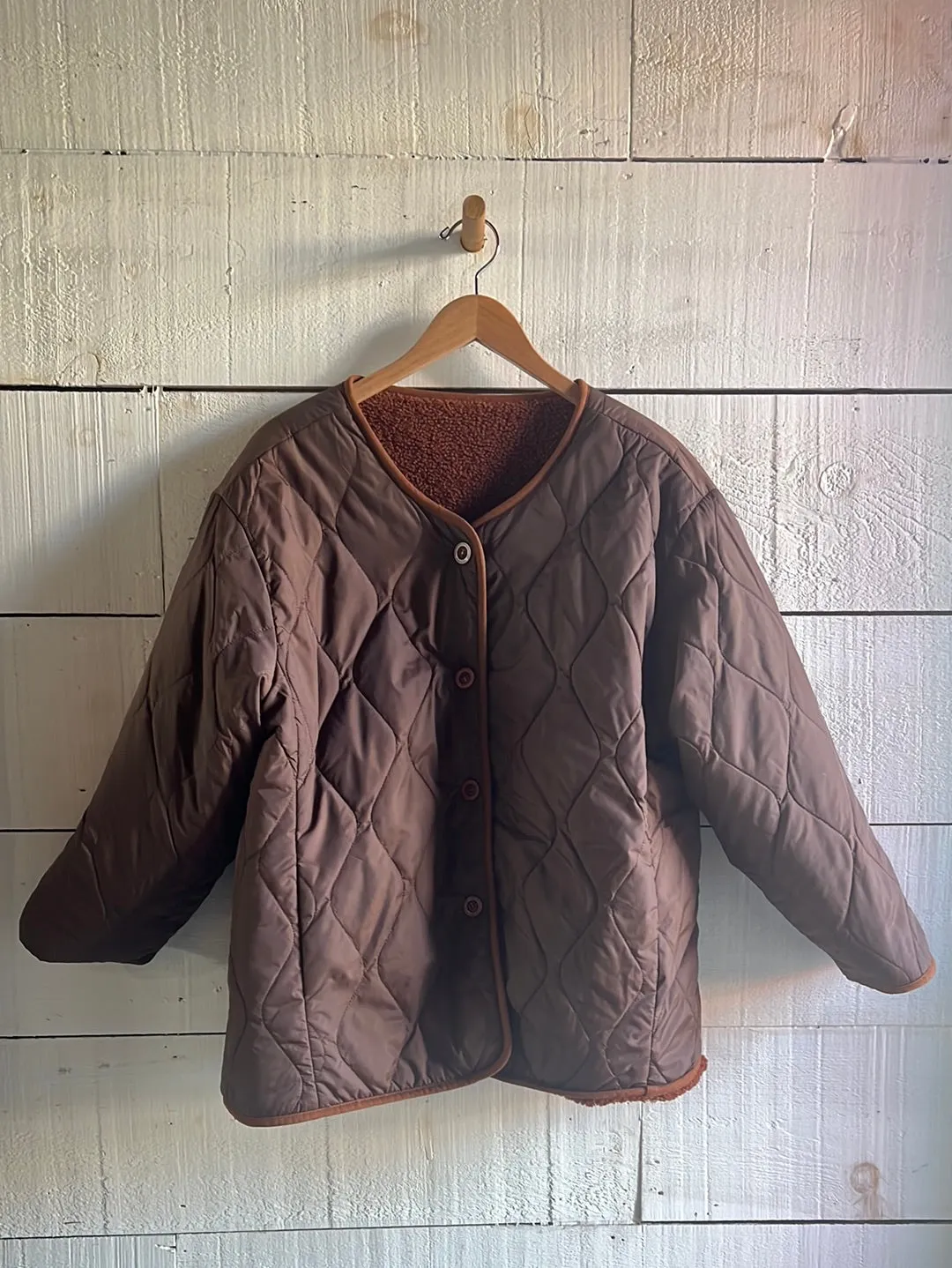 Vintage Brown Quilted Liner Coat - Sherling