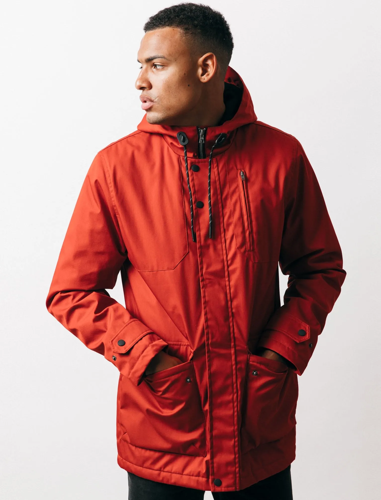 Viola Fleece Lined Hooded Parka Coat in Burnt Orange - Tokyo Laundry