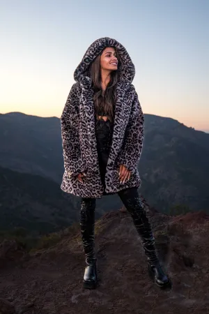 Women's Short Desert Warrior Coat in "Luxe Leopard" Chinchilla STOCK